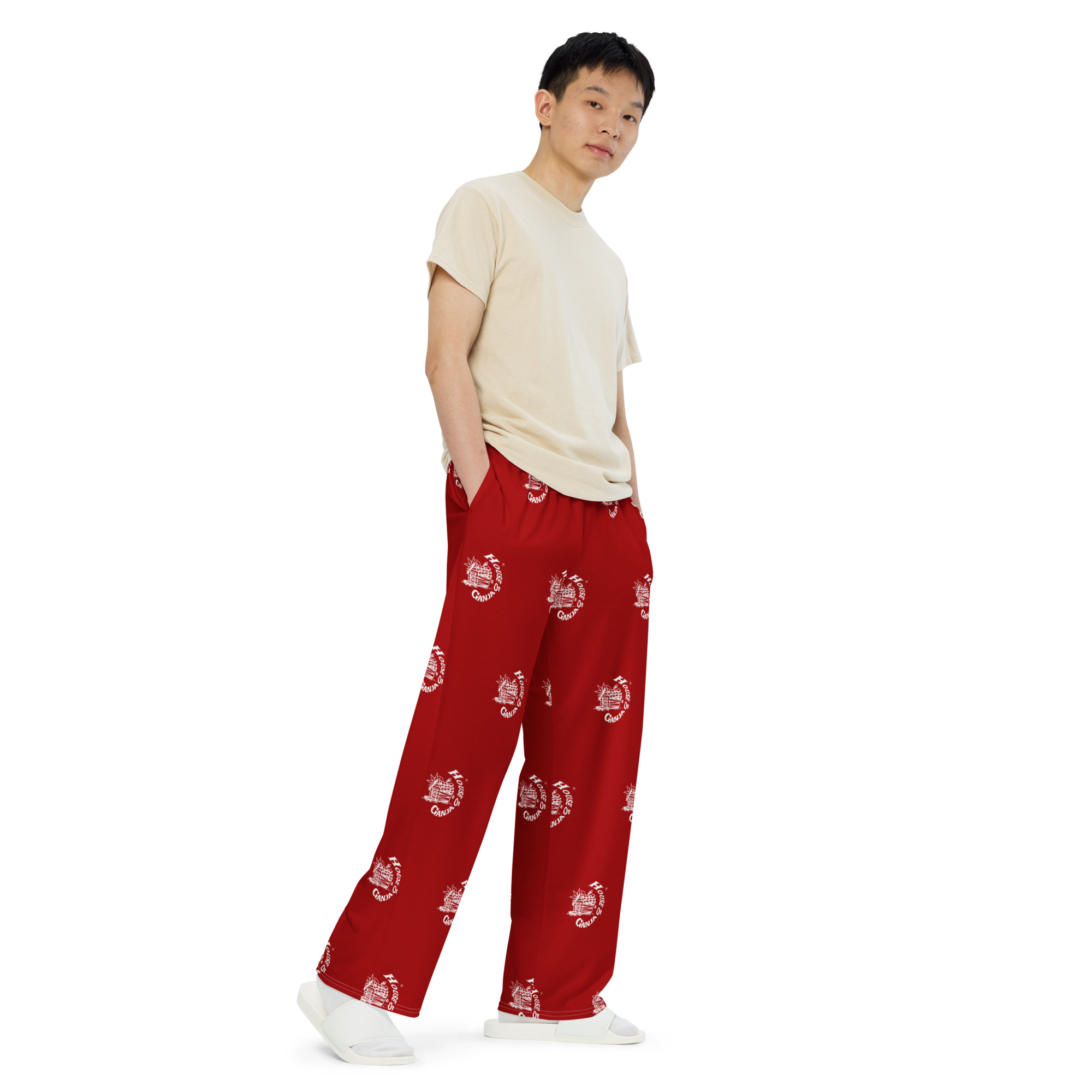House Of Ganja | Wide-Leg Pants | Red - Image 2