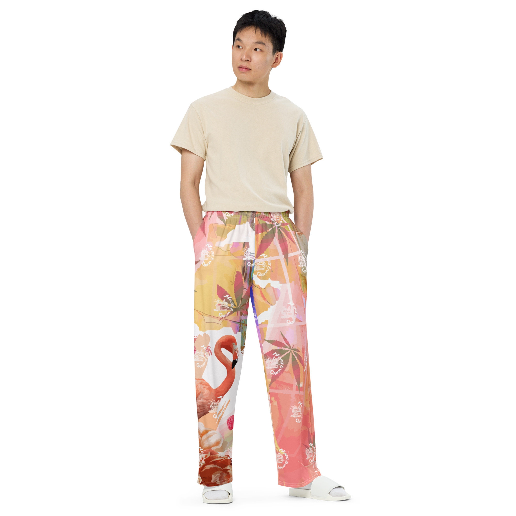 Flamingo Paradise Exc. | Men's Wide-Leg Pants - Image 3