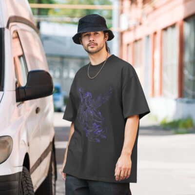Oversized faded Customized HOGLIFE  Archangel  protection angel t-shirt