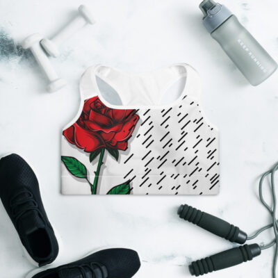Single Hanging Rose Padded Sports Bra